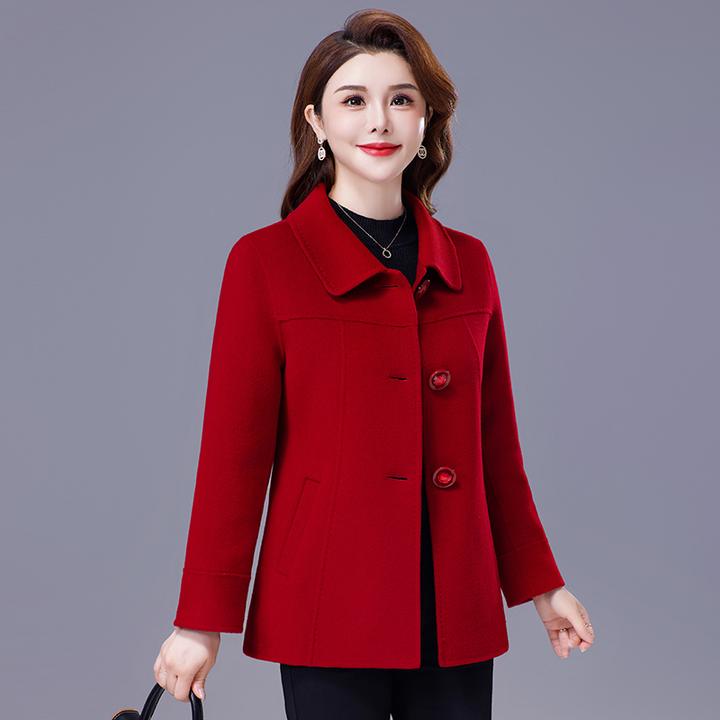 双面羊毛呢外套女2025秋冬时尚新款小个子妈妈装双面呢短毛呢大衣