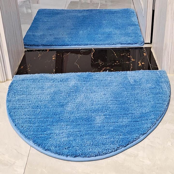 半圆形蓝色地垫门垫家用卧室门厅地毯卫生间吸水脚垫子手工简约