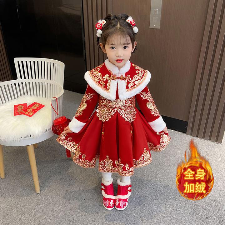 女童拜年服冬装新年衣服中国风儿童过年喜庆汉服唐装宝宝周岁礼服