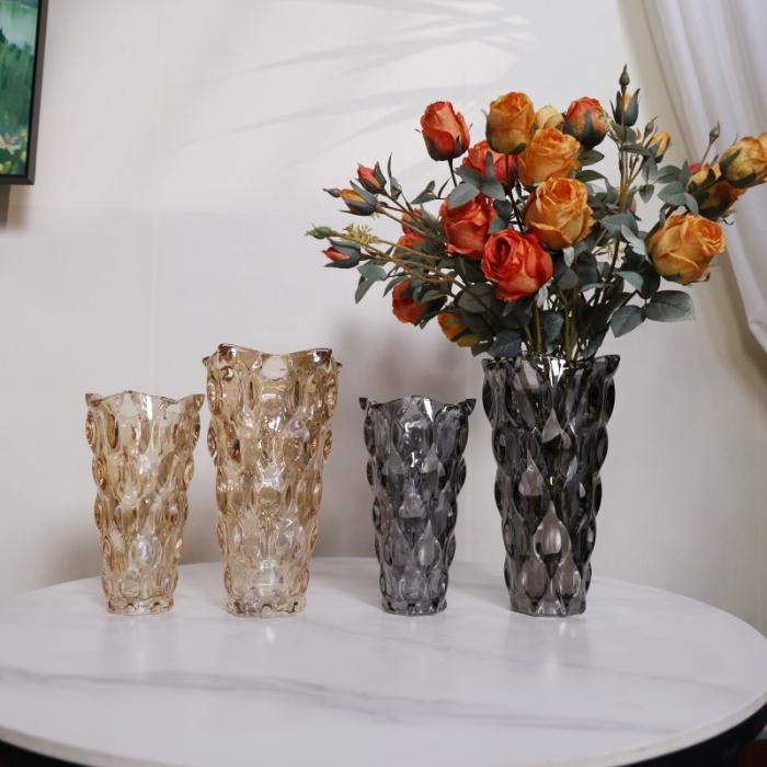 波西米亚风格加厚玻璃花瓶ins风轻奢高级鲜切花玫瑰客厅餐厅卧室