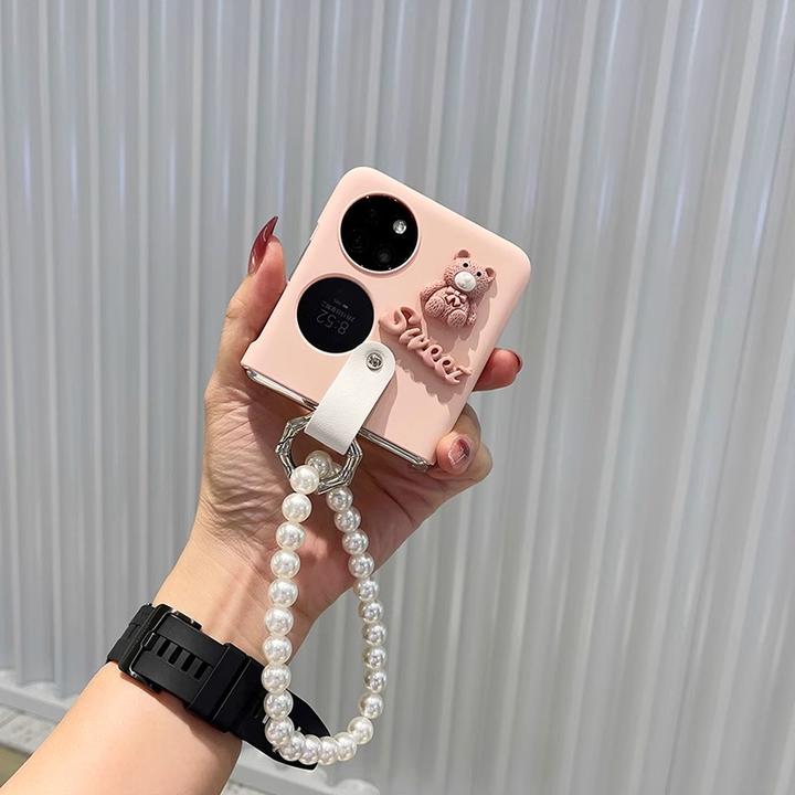 卡通小熊华为pocket2手机壳手提链条p50pockets全包保护套女新款