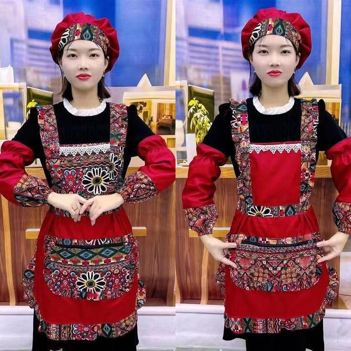 【大口袋耐脏】三件套中国风时尚民族风防水碎花复古工作服防油双层