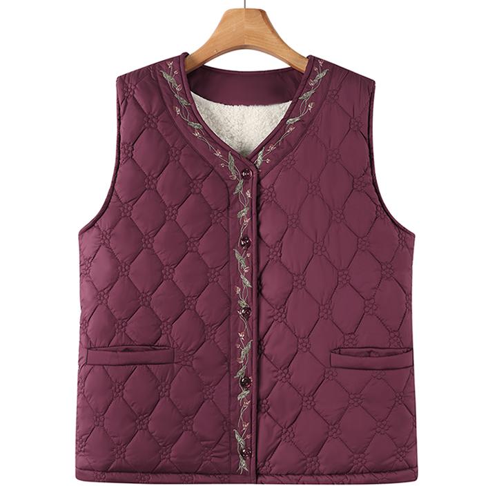 中老年女装秋冬新款马甲加肥加大码妈妈装绣花马夹加绒加厚奶奶装