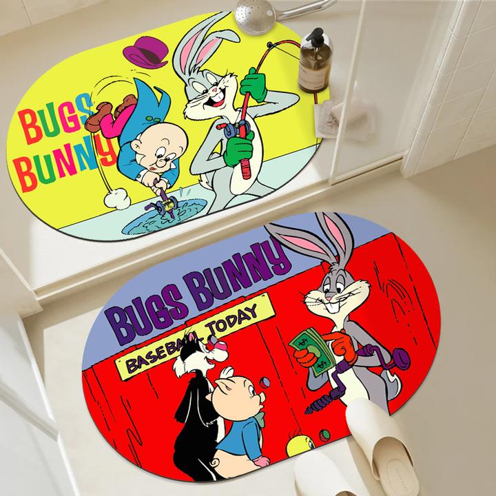 兔八哥卡通浴室吸水地垫软硅藻泥卫生间门口防滑脚垫厕所速干地毯