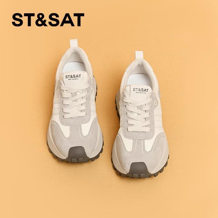 星期六厚底增高休闲鞋女2024秋季新款百搭小个子松糕底运动德训鞋