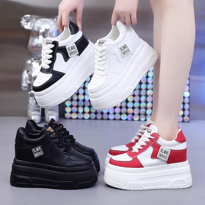 【跟高8、10、12厘米】厚底内增高小白鞋2024春秋新款矮个子休闲女鞋
