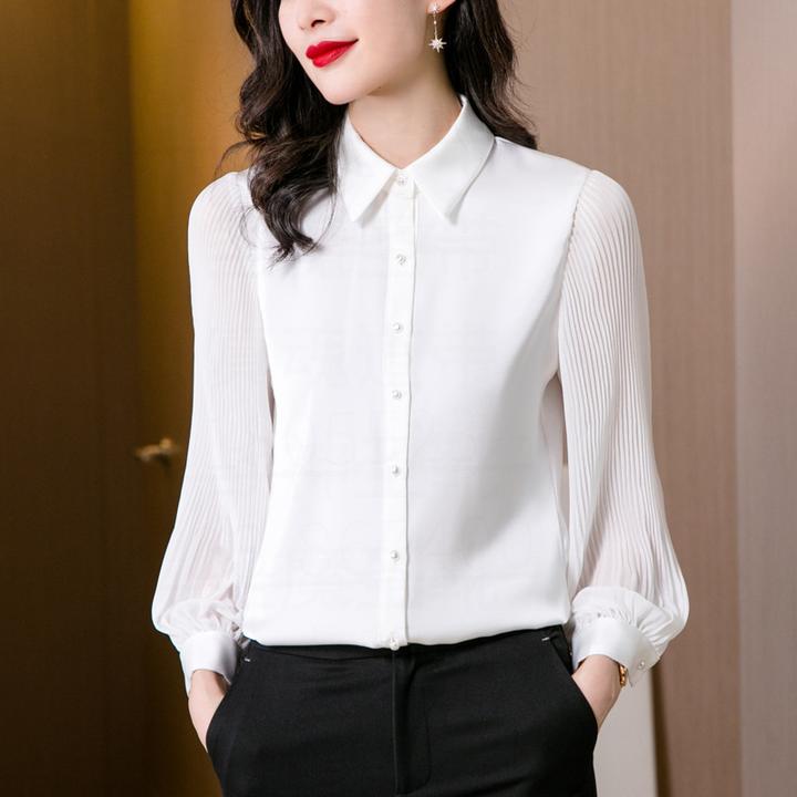 长袖衬衫女式职业白色新款2024年秋季时尚洋气衬衣宽松休闲女士潮