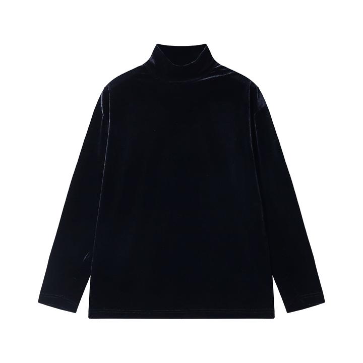 T1914秋冬新款时尚个性美式纯色立领绒面卫百搭衣休闲保暖打底衫