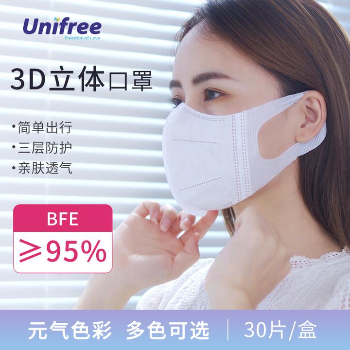 Unifree爆款3D薄款防护口罩30片/盒不易勒耳时尚高颜值不勒耳  01