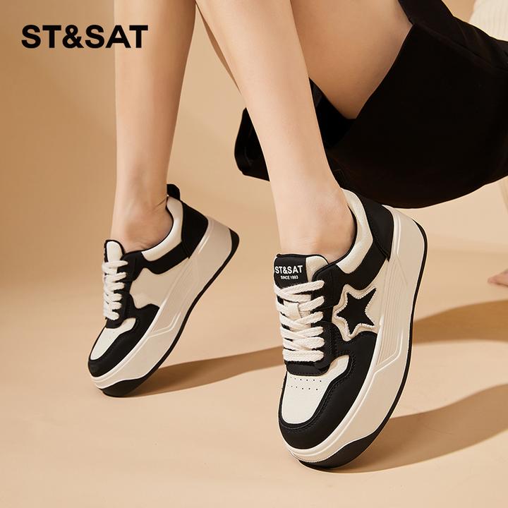 星期六2025新款厚底星星板鞋女款百搭黑白熊猫鞋软底爆款冬季女鞋