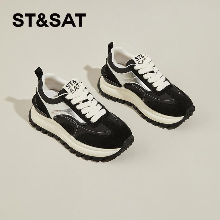 星期六女鞋2025秋季新款华夫鞋运动休闲跑步鞋女厚底德训鞋阿甘鞋