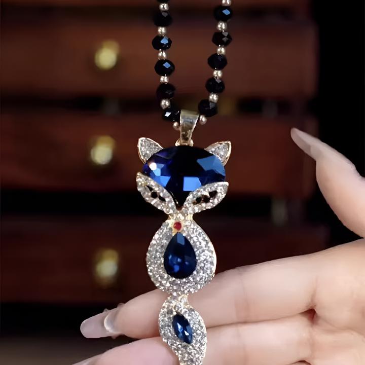 铜合金树脂项链  秋冬新款气质百搭狐狸项链女精致时尚毛衣链长款