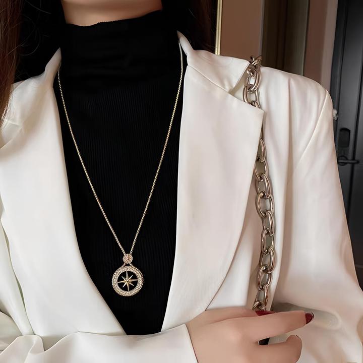 铜合金项链  八芒星毛衣链女百搭气质简约网红复古项链时尚设计感