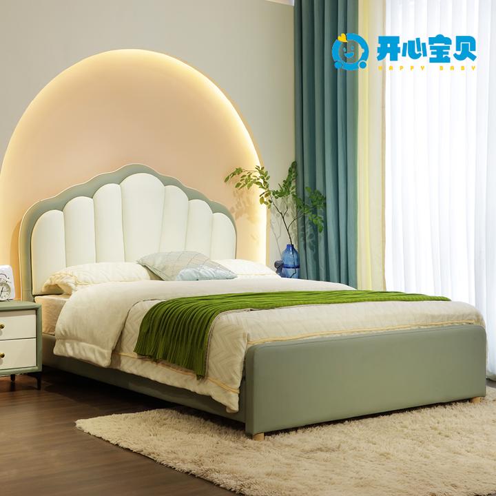 919#欢乐童居儿童床粉色女孩主卧公主床皮艺全实木储物硅胶皮床