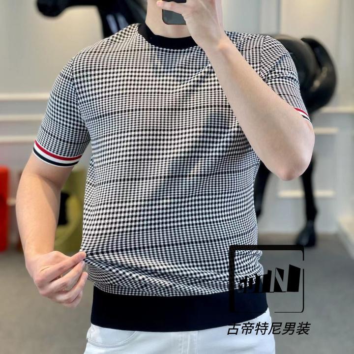 <古帝特尼>新款男士时尚潮流高定欧货上衣百搭修身圆领短袖Z+9020