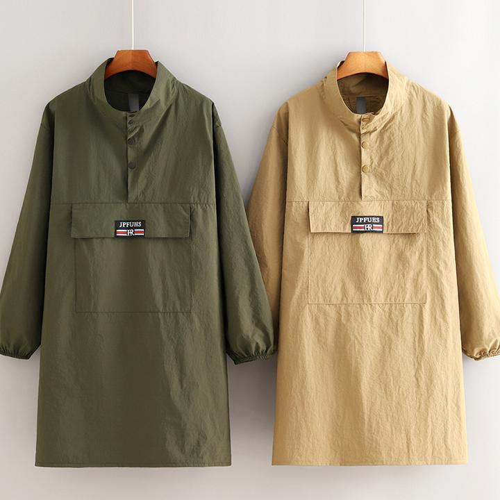 时尚餐饮专用围裙定制印字防泼水长袖罩衣男女外穿防污工作服围腰