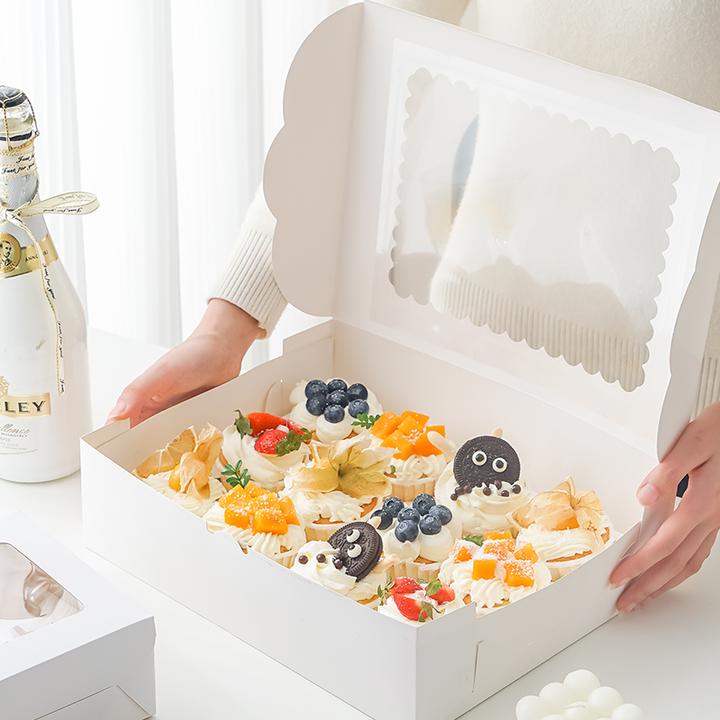 纸杯蛋糕包装盒杯子烘焙甜品马芬透明开窗2/4/6/12粒打包盒一次性