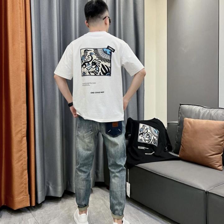 圆领个性印花男士短袖t恤时尚百搭宽松显瘦半袖上衣男生上衣痞帅