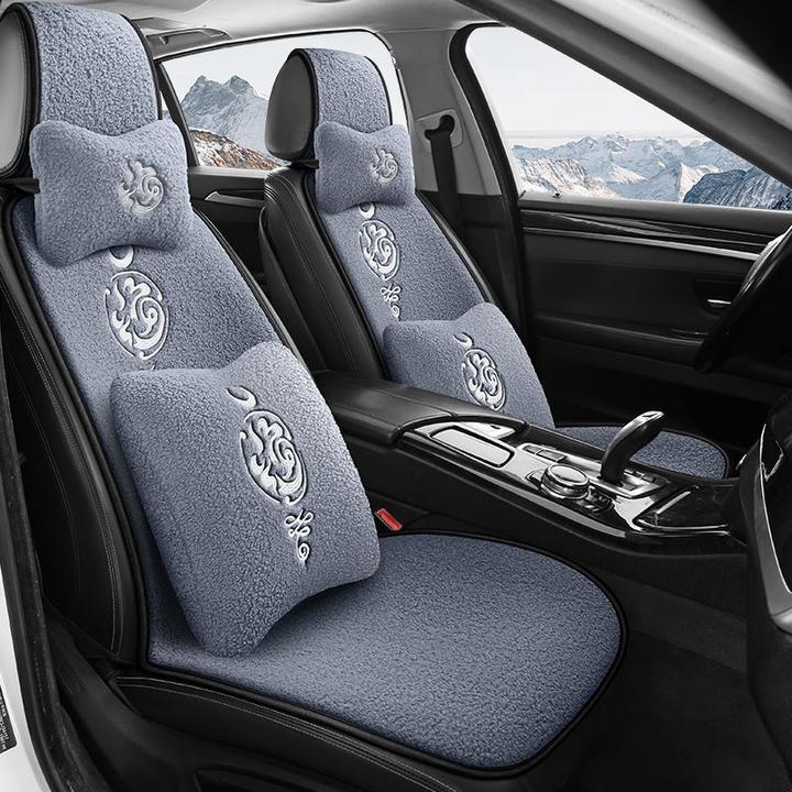 冬季短毛绒汽车坐垫加厚保暖座垫五座通用坐套秋冬单座半包车座套