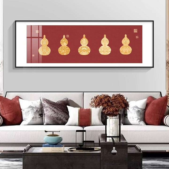 五福临门挂画葫芦新中式客厅装饰画办公室茶室字画中国风玄关挂画