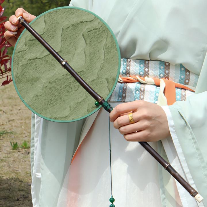 【大号】古风腰扇汉服中国风箭竹长柄可卷曲折扇古典便携挂腰扇子