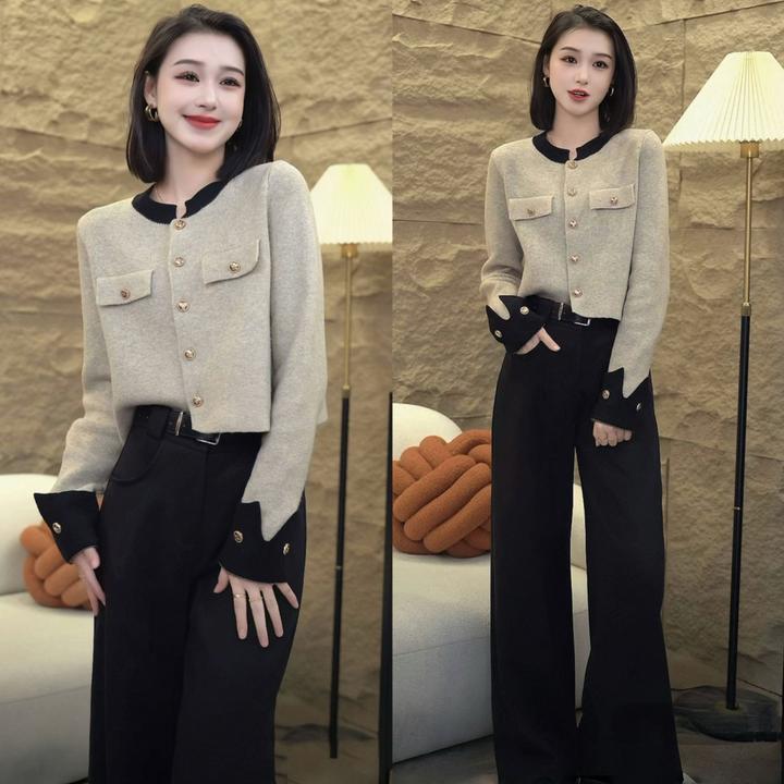 女士时尚百搭服装流行女装入秋女装一整套小香风长袖套装气质显瘦