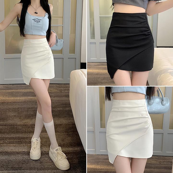 不规则半身裙女秋季2025新款高腰显瘦开叉a字包臀裙辣妹短裙子