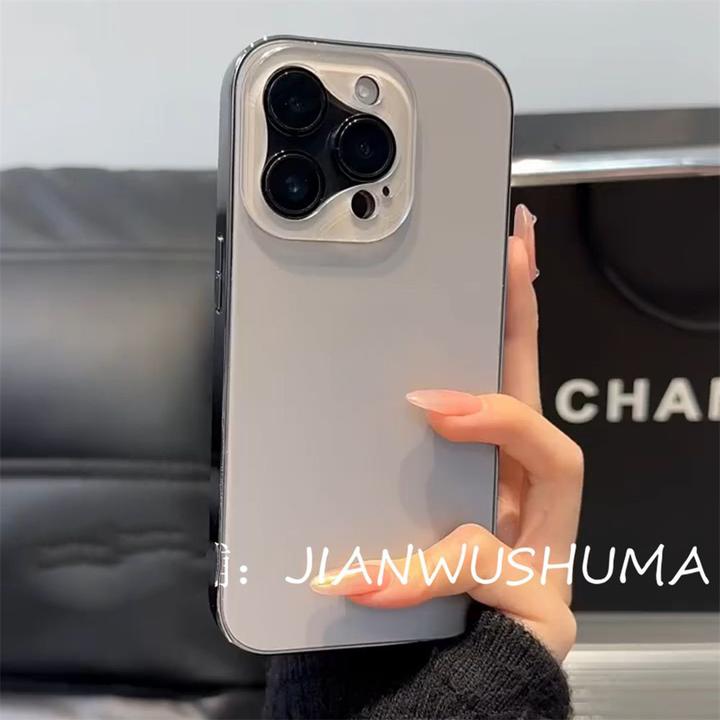 高级电镀磨砂原灰色iPhone15promax手机壳防指纹12苹果13高级11女