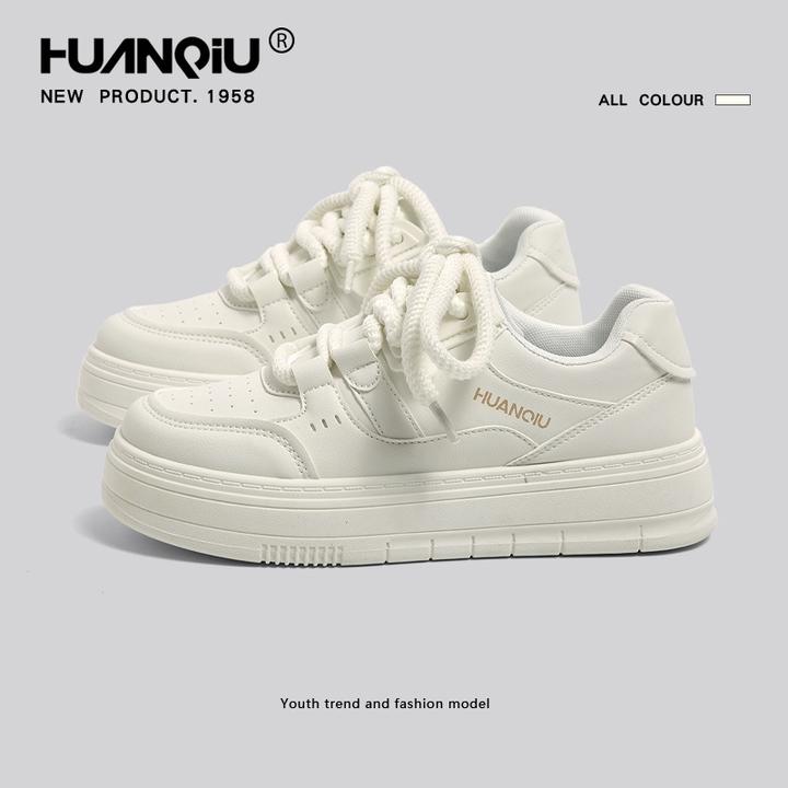 环球厚底小白鞋女2025年春季新款时尚小众设计百搭运动休闲板鞋子