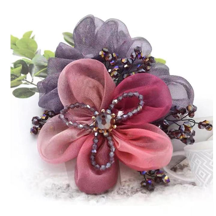 韩国发饰欧根纱花朵发圈盘发头绳扎头发橡皮筋绑马尾发绳皮套头饰