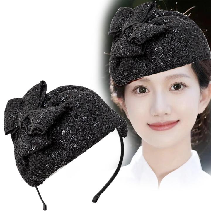 半帽发箍高级感遮白发头箍显脸小宽边发卡晚宴礼帽洋气复古头饰品