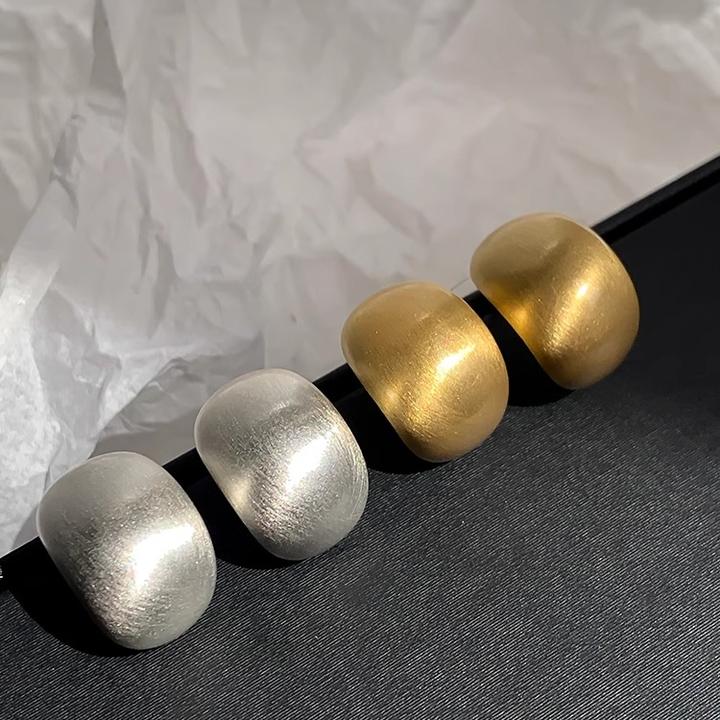 铜合金耳饰 金属哑光磨砂拉丝质感冷淡风高级感豆豆耳环水滴耳钉