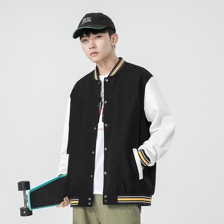 2025棒球服春秋季新款港风潮牌纯色男士夹克宽松休闲外套工厂直销