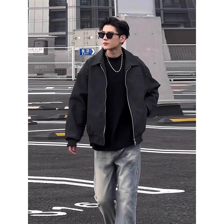 cleanfit美式皮衣外套男潮高级感痞帅短款夹克ootd穿搭春秋棒球服