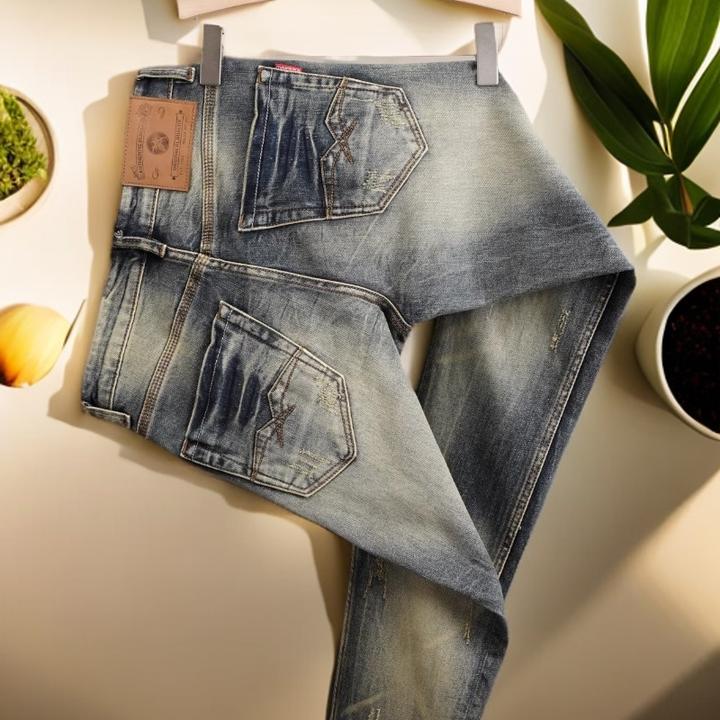 维斯克纳时尚新款男士牛仔裤修身小直筒弹力休闲长裤子男潮牌百搭