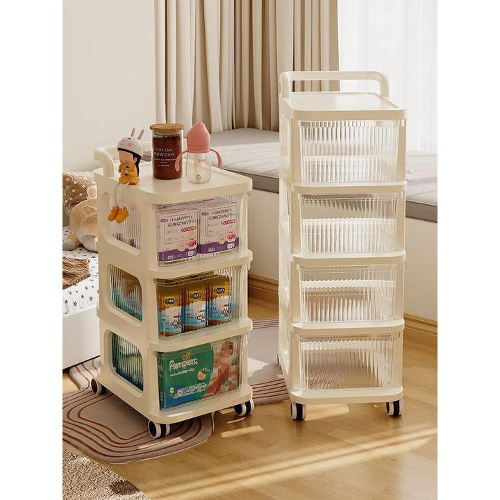 日本工艺小推车婴儿用品置物零食抽屉式床头移动多层收纳架
