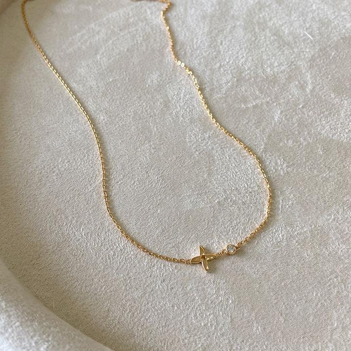 四叶草女玫瑰金色钟楚曦同款夏日锁骨链百搭小众精致