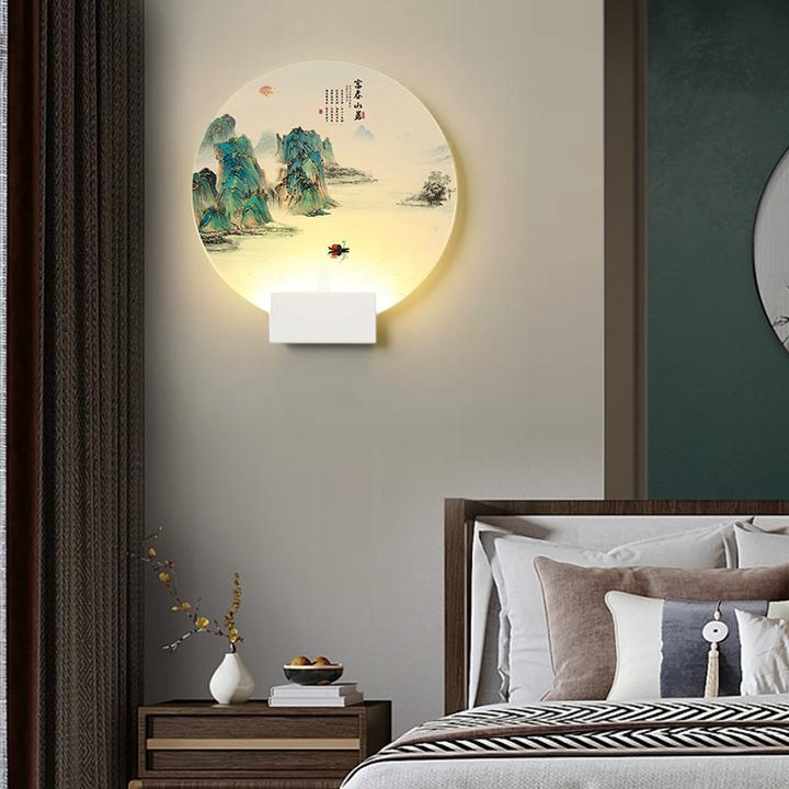 壁灯新中式国风客厅玄关创意个性墙壁灯2024新款亚克力简约床头灯