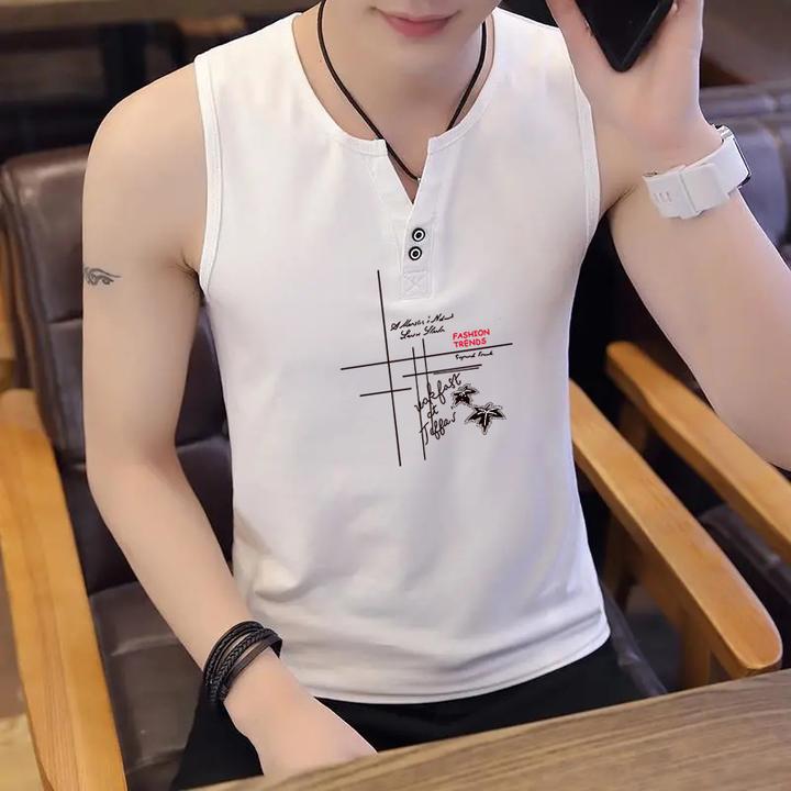 男士背心v领t恤潮牌丅无袖韩版透气夏季男装体桖新款上修身薄款