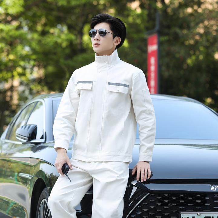 加厚白色拉链电焊服立领焊工服加厚纯棉防烫耐磨电工服电网工装