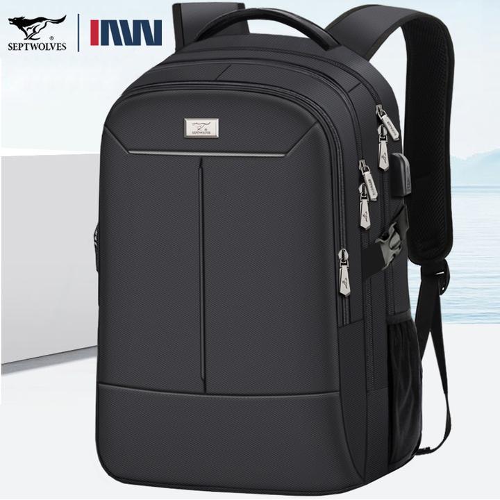 七匹狼男士双肩包时尚背包商务电脑包16英寸初中学生多功能旅行包