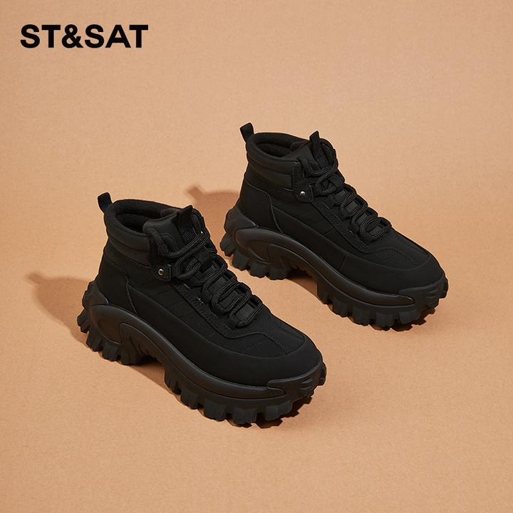 星期六高帮雪地靴加绒加厚防滑棉鞋2025冬季新款户外时尚百搭女靴