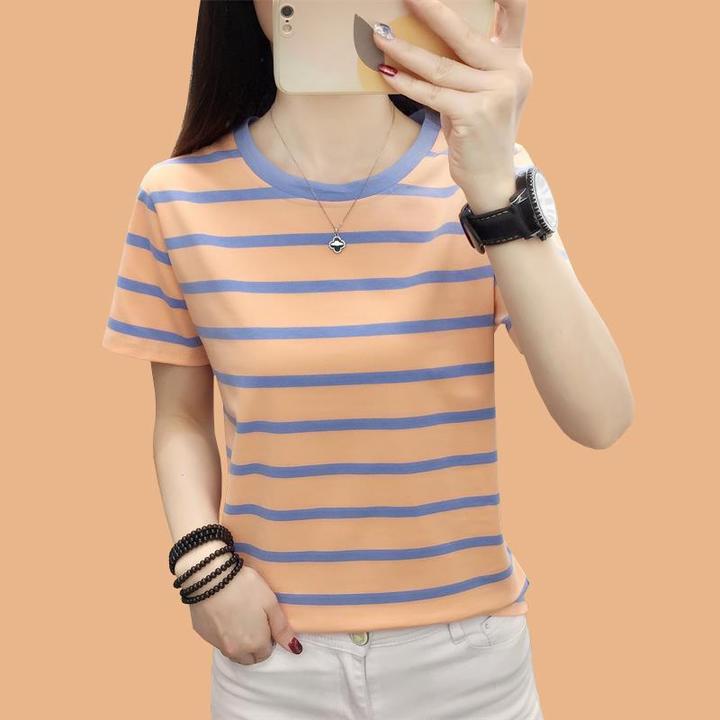 棉质休闲体恤夏装新款大码宽松遮肚子短袖T恤女士妈妈夏季衣服