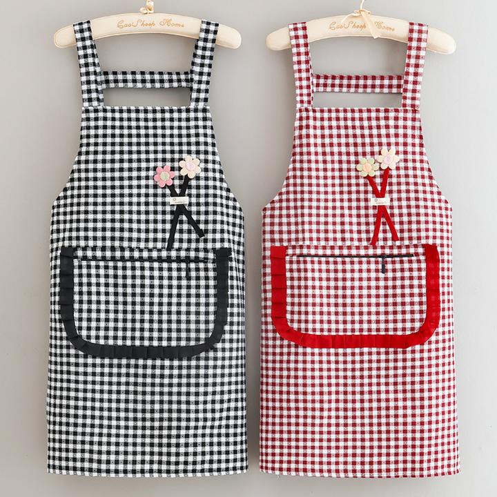 棉布围裙厨房专用家用做饭耐脏纯棉肩带围腰男女款上班干活工作服