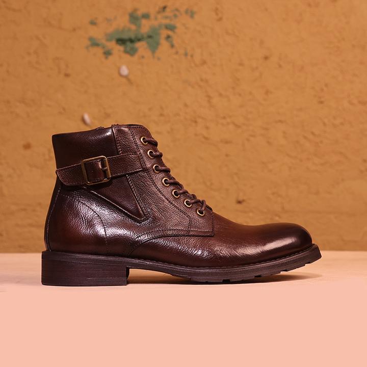 【原创手工】男复古做旧冬季保暖新款男士男款英伦风皮靴子男高帮