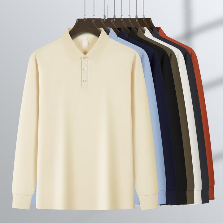 秋冬经典长袖POLO衫翻领男士简约时尚升级款式纯色