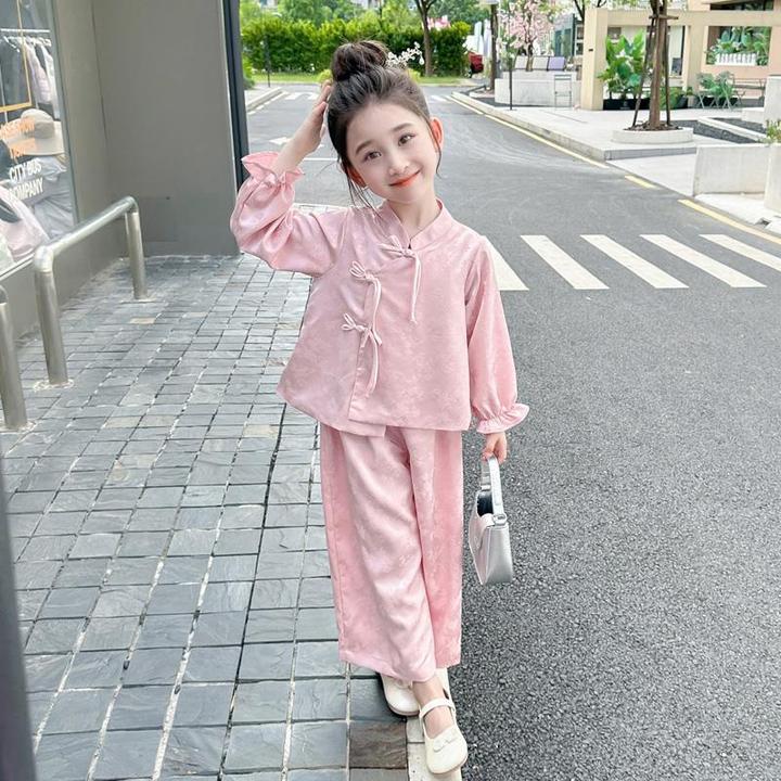 汉服秋装洋气时髦套装儿童新中式两件套2024新款女宝国风礼服