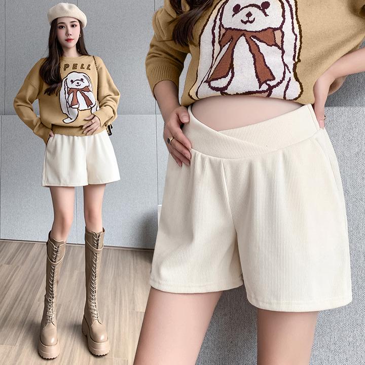 孕妇低腰裤子秋季外穿雪尼尔短裤2024新款孕妇打底裤春秋怀孕靴裤