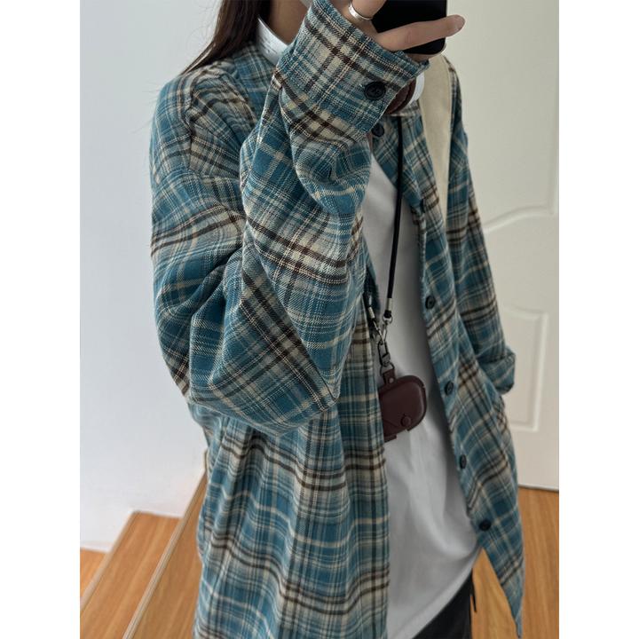 美式潮牌格子衬衫男春秋季ootd穿搭学院风格纹韩版潮流高级感外套