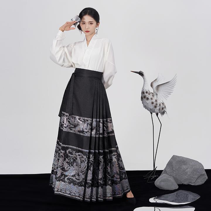 汉庭记[凤羽]原创螺钿新中式马面裙套装飞机袖日常通勤明制汉服女
